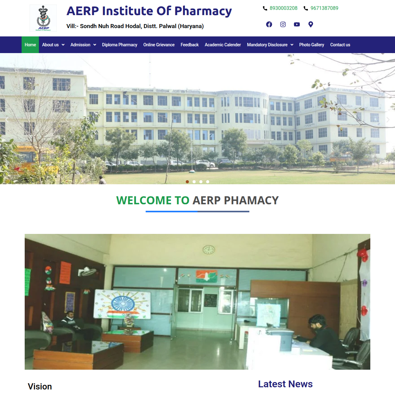 Pharma Edu ERP Cloud Website Preview