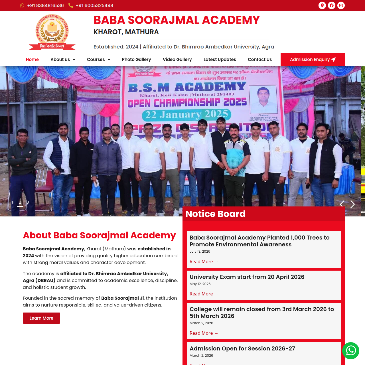 Baba Soorajmal Academy Website Preview