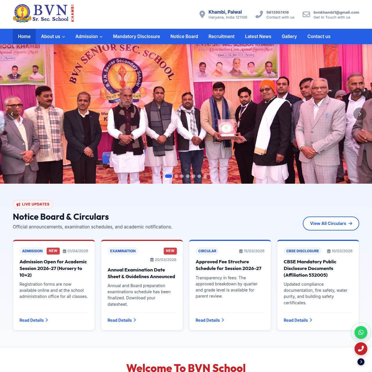 BVN Senior Secondary School Website Preview