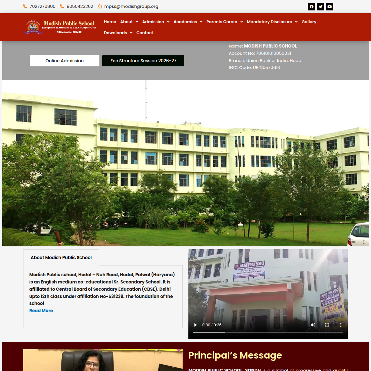 Modish Public School, Sikri Website Preview