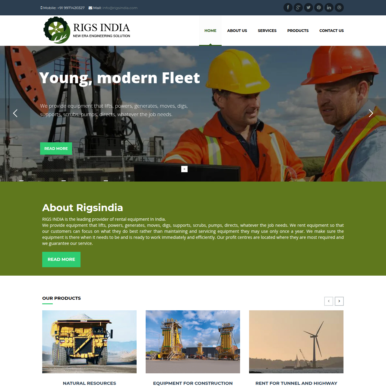 Rigs India Drilling Solutions Website Preview