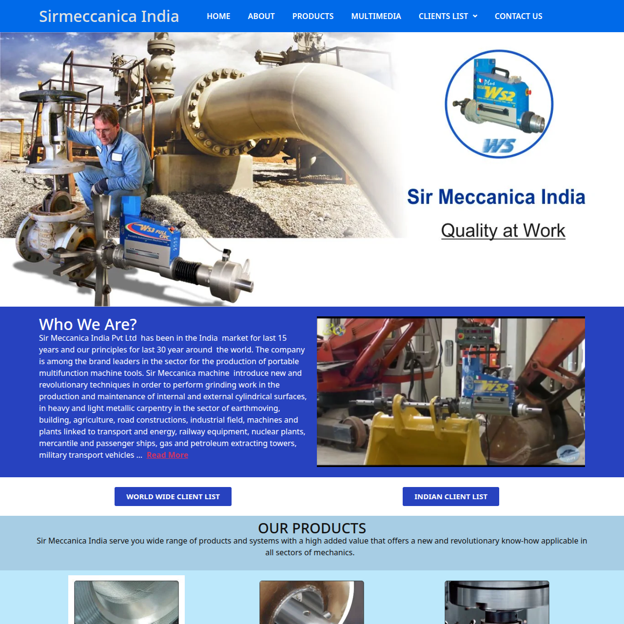 Sir Meccanica India Website Preview