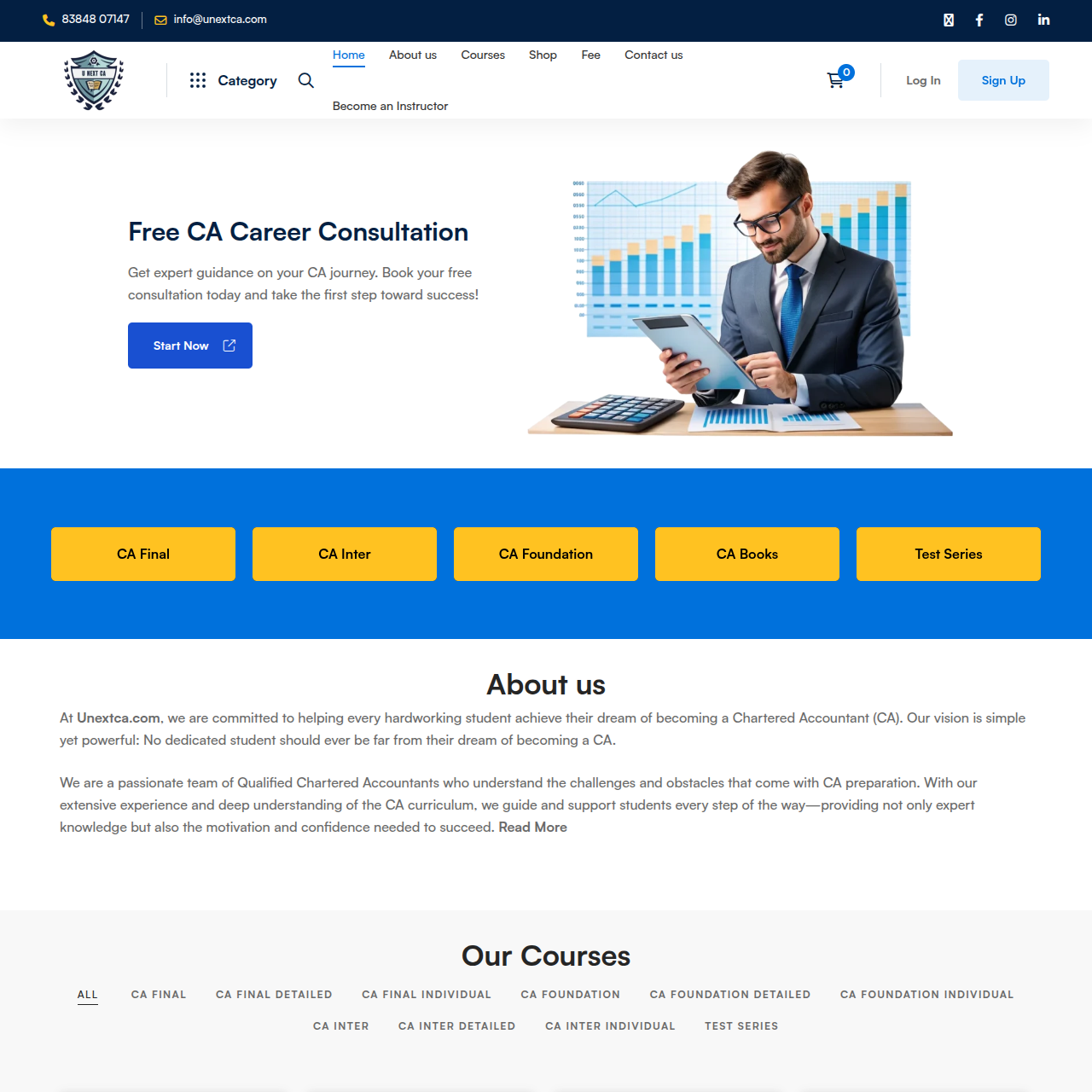 UNext Chartered Accountants Website Preview